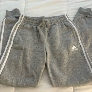 Adidas Gray Sweatpants with Elastic Waistband and Cuffed Ankles